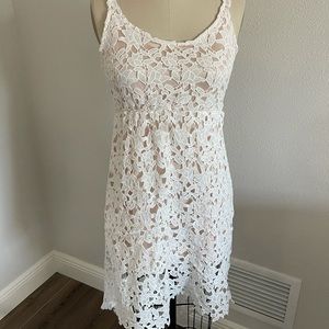 Haute Rogue White and Blush Lace Dress
